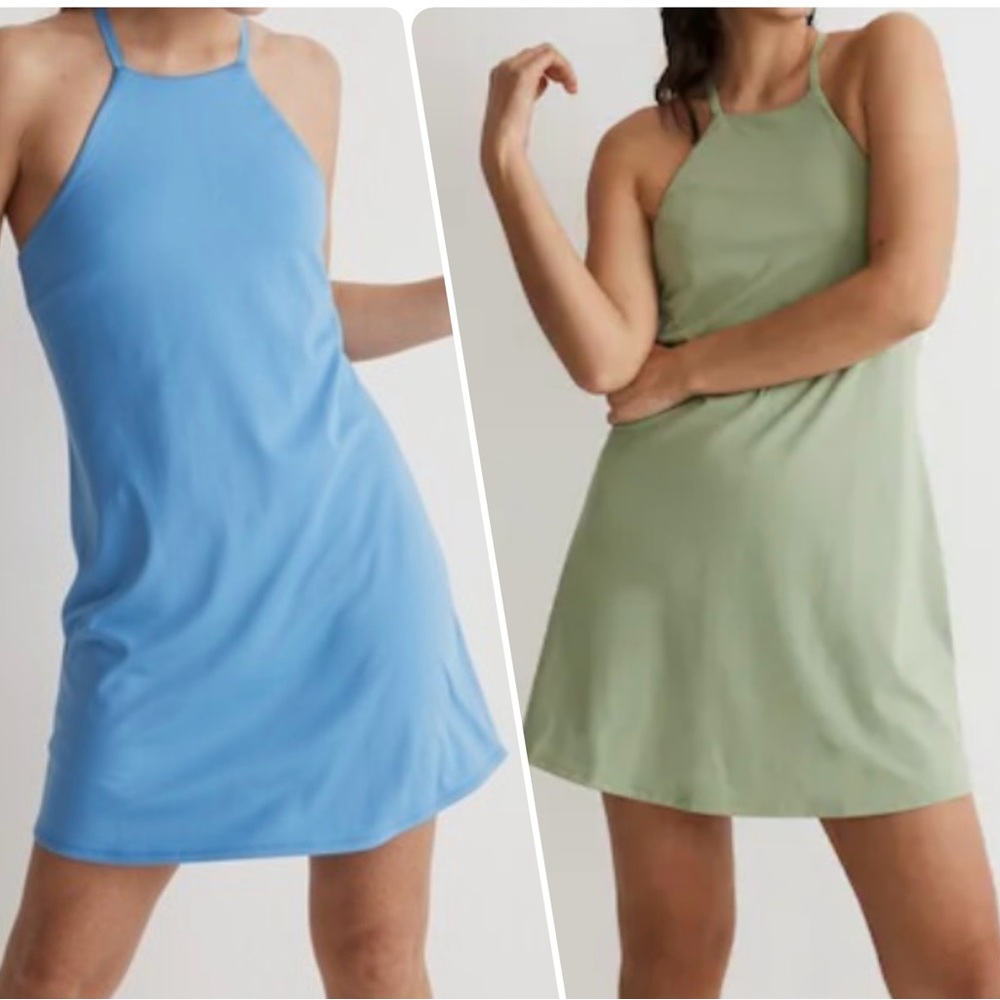 Madewell Flex 2.0 Fitness Dress Sz XL Lot of 2 Gatehouse Green & Oasis Blue NWT